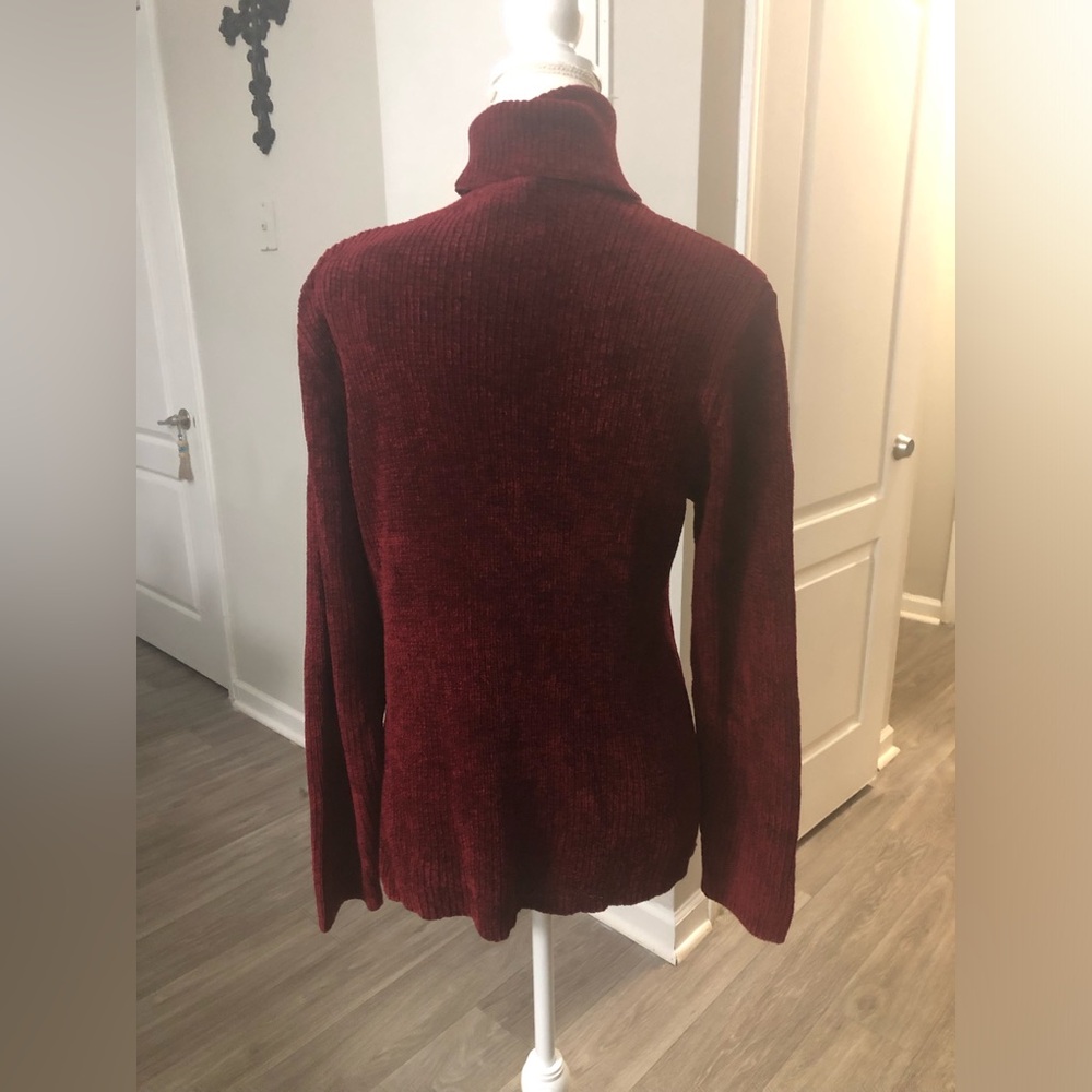 Brooks Brothers Women's Maroon Cable Knit Turtleneck Fitted Sweater Size XL